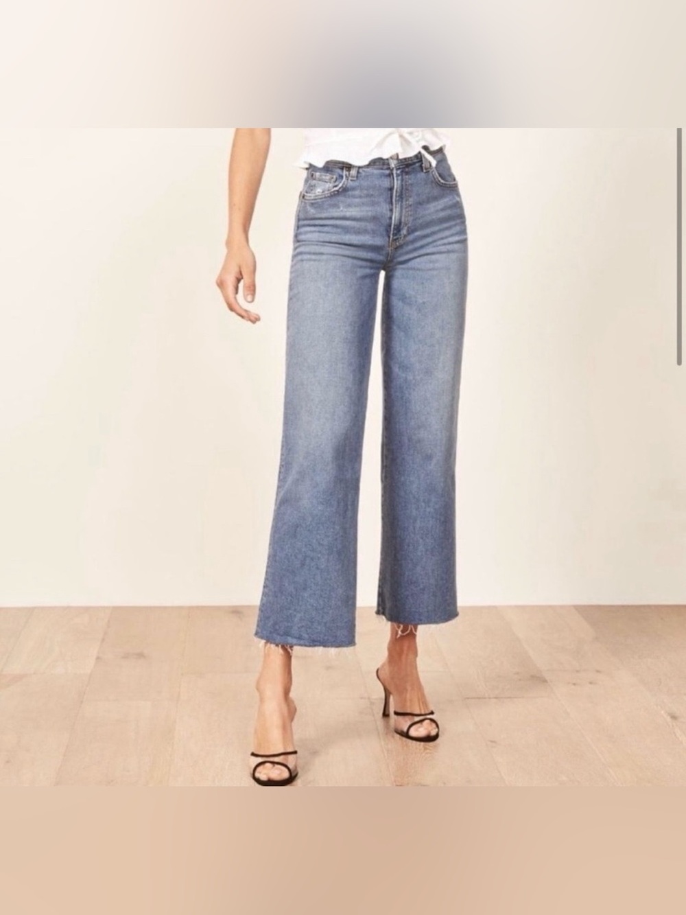 Reformation Stretch Flood Jeans in Catalina, Size 28